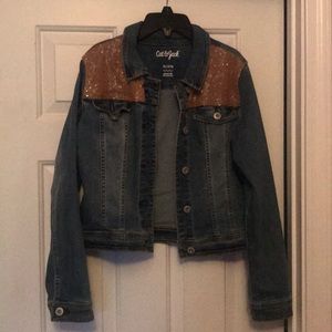 Girls Jean Jacket with Gold Sequins.